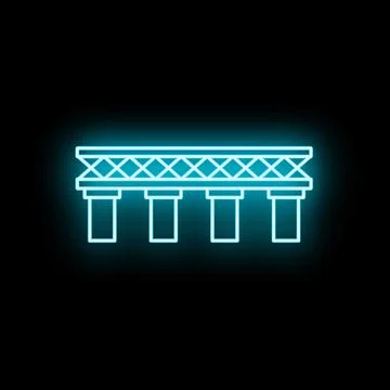 Bridge structure neon icon connecting places and ideas Stockillustratie
