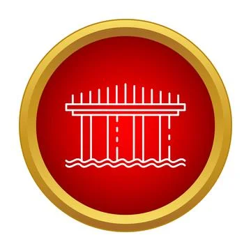 Bridge structure spanning over water simple icon Ilustração Stock