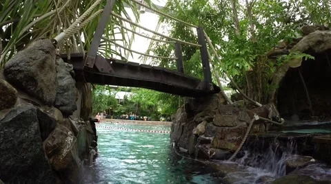 Bridge in subtropical pool Stock Footage 40911587
