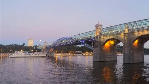 Bridge in summer evening timelapse Stock Footage 81605207