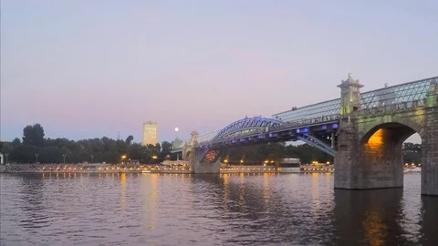 Bridge in the summer evening timelapse Stock Footage 81607389