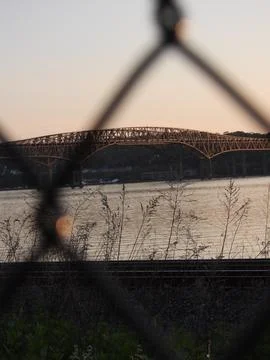 Bridge with Sun setting 스톡 사진