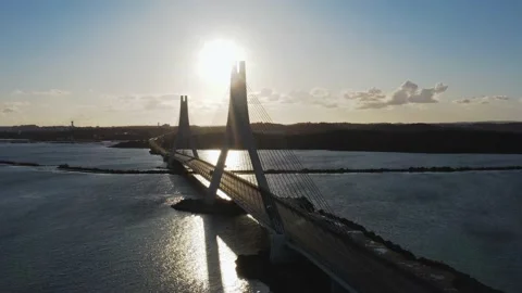 Bridge at sunset (aerial view) Stock Footage 156619246