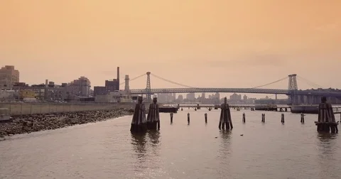 Bridge Sunset Brooklyn, NY Stock Footage 72839214