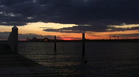 Bridge Sunset Ends Wide Stock Footage 488391