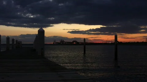 Bridge Sunset Ends X Wide Stock Footage 488392