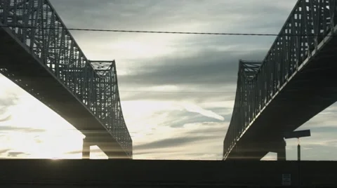 Bridge at Sunset with Tilt Down, Streak Flare Stock Footage 68400777