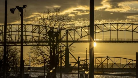 Bridge sunset timelapse Stock Footage 199410822