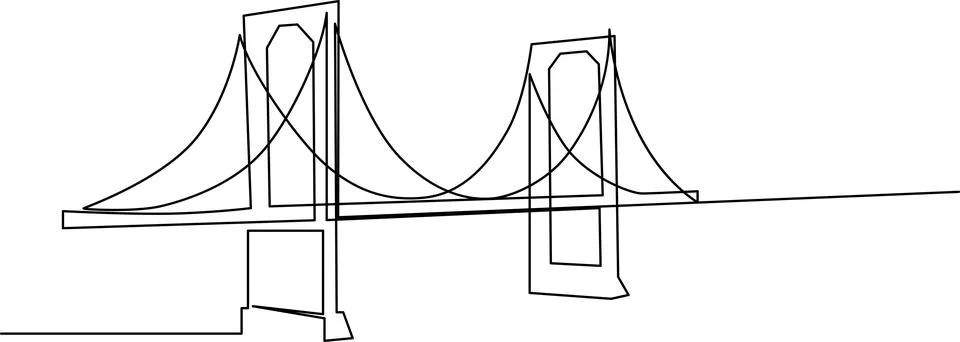 Bridge suspension cables with load distribution diagram Vector Stock Illustration