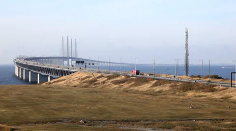The Bridge from Sweden to Denmark Stock Footage 32486304