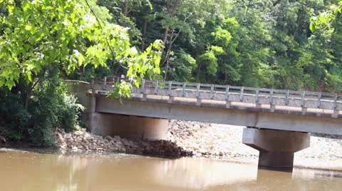 Bridge Through Creek Stock Footage 25236145
