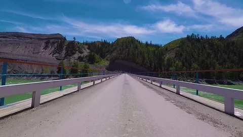 Bridge through the Katun river near Inegen village. Stock Footage 83020408