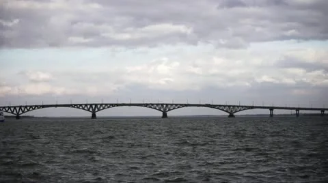 Bridge through volga river Stock Footage 10900456