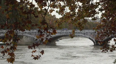 A bridge on Tiber river, Rome, Italy Stock Footage 34644862