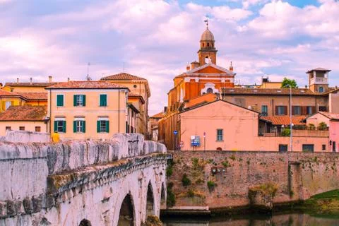 The Bridge of Tiberius in Rimini Stock Photos