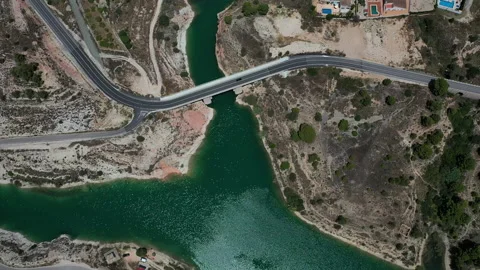 Bridge in Tibi Dam, a masonry dam on Monegre River in Spain. Stock Footage 138288168