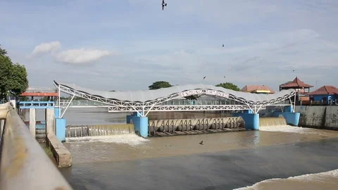 Bridge of Tirtonadi dam or called bendungan Tirtonadi, the bridge made by glass Stock Footage 296567268
