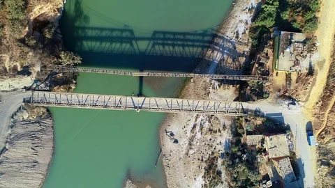 The bridge top of river 1 Stock Footage 125663556