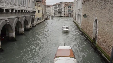 Bridge top view of canal in Venice Stock Footage 79824072