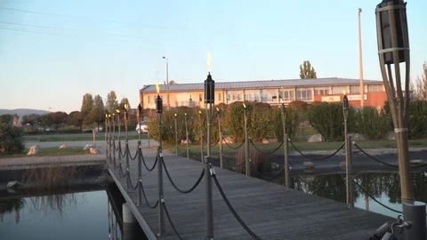 Bridge with torches Stock Footage 99007319