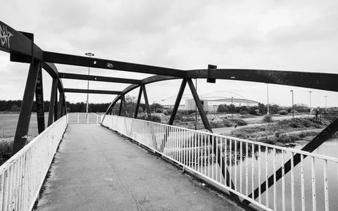 Bridge towards the DW Stadium Stock Photos