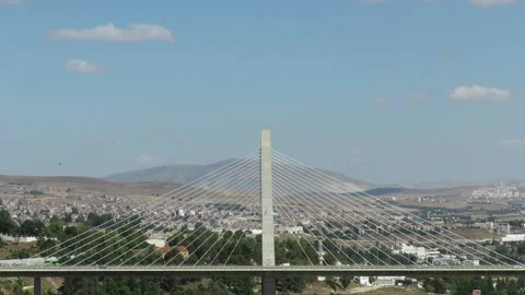 Bridge Traffic with City Background View Stock Footage 155527222