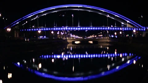 Bridge Traffic Lights Water Reflection Main Stock Footage 34688684