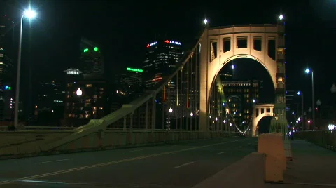 Bridge traffic at night Stock Footage 66079