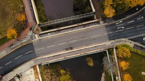 A bridge with traffic over a river Stock Footage 96544679