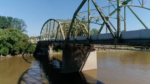 Bridge Traffic Over River Stock Footage 97044828