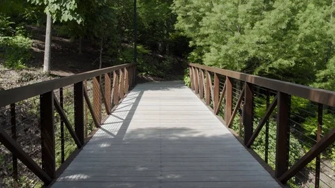 A Bridge On A Trail In A Park Stock Footage 87399793