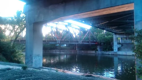 Bridge, Train Bridge Under Western, Cal Sag Channel, Blue Island IL 20230 Stock-Footage 244266658