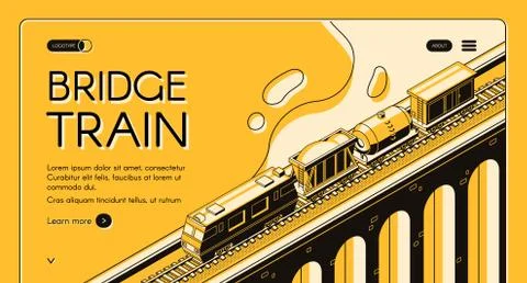 Bridge train isometric web page template Stock Illustration