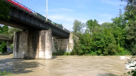 Bridge with train passing by 스톡 동영상 40614012