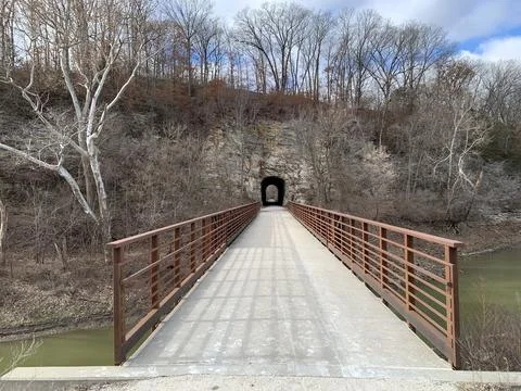 Bridge to a train tunnel Stock Photos