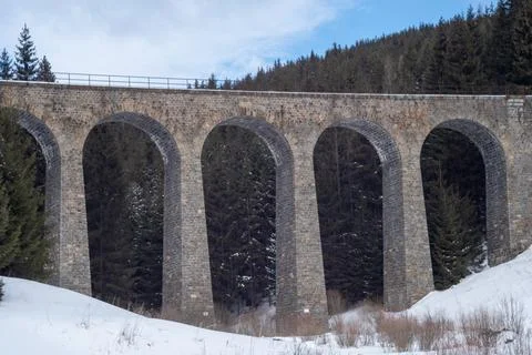 Bridge for trains in winter Stock Photos