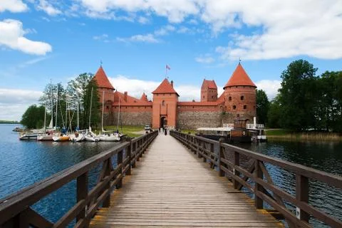 Bridge to Trakai Castle Stock Photos