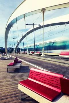 Bridge with tramway Stock Photos