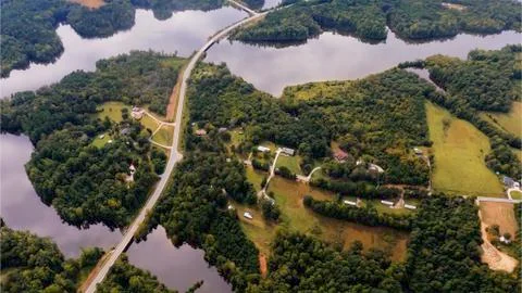 Bridge, Trees, Lake Stock Photos