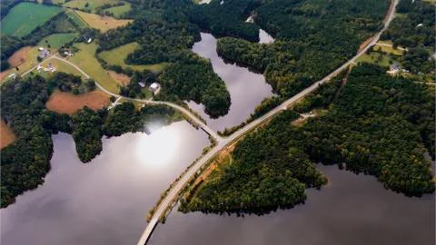 Bridge, Trees, Lake Stock Photos