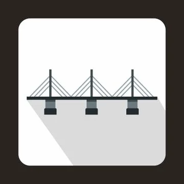 Bridge with triangular supports icon, flat style Illustrazione stock