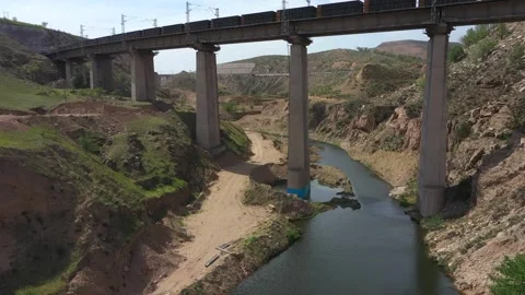 Bridge Tunnel with Train Passing Through Видео 333619118