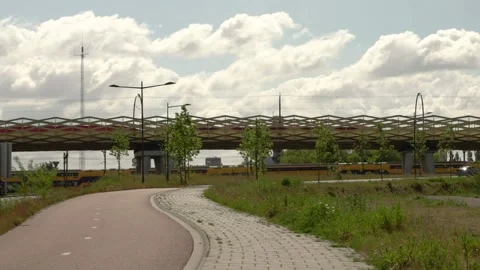 Bridge two trains Stock Footage 142582009