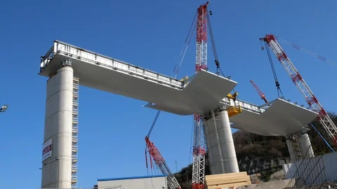 Bridge under construction Vídeos de archivo 125331240