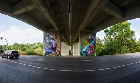 Bridge Underpass Perspective Leading Lines Street Outdoors Graffiti Stock Photos