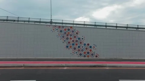 Bridge underpass wall design with Arabic-inspired geometric elements Video stock 335267064