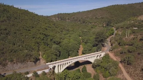 A bridge in a valley in Portugal. Stock Footage 79541316