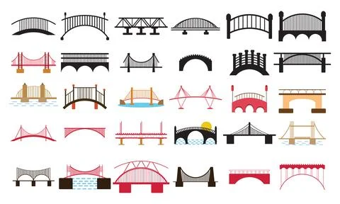 Bridge Vector And Illustration Collection. Stock Illustration