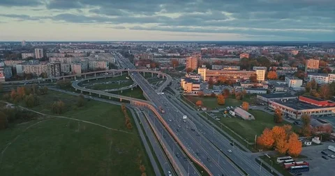 Bridge Viaduct road traffic machine Drone time-lapse Stock Footage 85247322