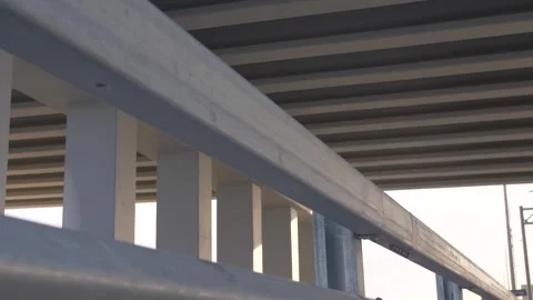 Bridge, view from below, architecture, bridge beams, overpass, road Stock Footage 303406668